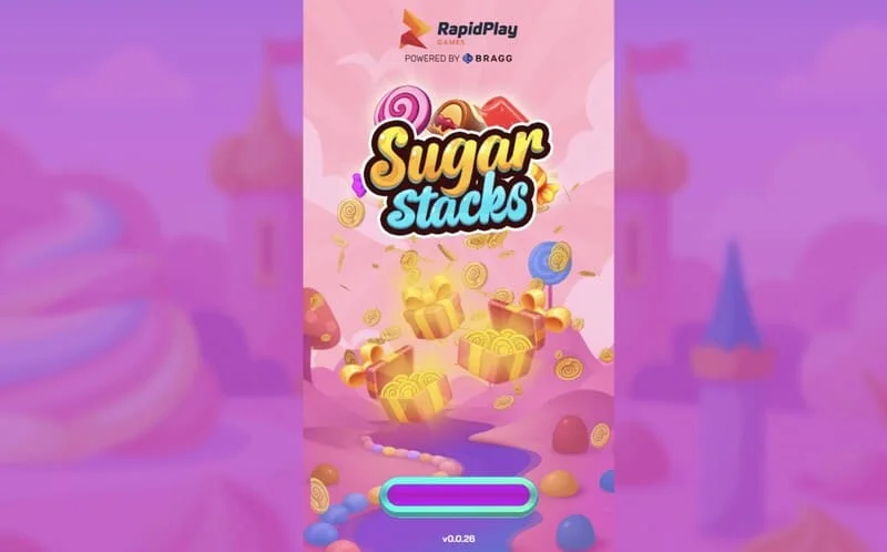 Sugar Stacks - tela de carregamento com o logotipo da RapidPlay Games